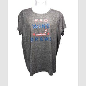 NWOT Torrid Red White And Brews Heather Grey Crew Slim Fit Tee Plus Size 3X